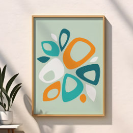 Moderne stijlvolle aqua turquoise oranje abstract  poster