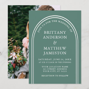 Moderne, stijlvolle Arch Wedding Eucalyptus Green Kaart
