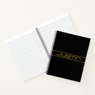 Moderne stijlvolle bewerkbare gouden tekst en lijn notitieboek