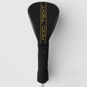 Moderne stijlvolle bewerkbare gouden tekst & strep golfheadcover