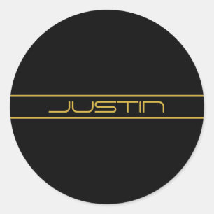 Moderne stijlvolle bewerkbare gouden tekst & strep ronde sticker