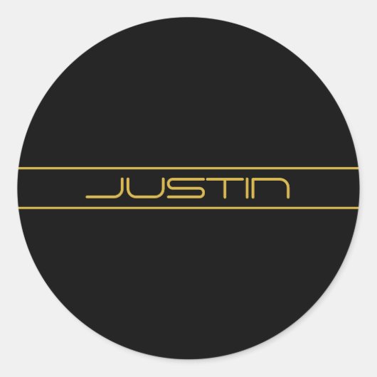 Moderne stijlvolle bewerkbare gouden tekst & strep ronde sticker (Voorkant)