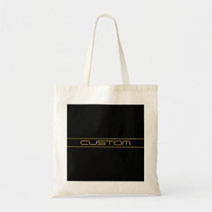 Moderne stijlvolle bewerkbare gouden tekst & strep tote bag