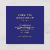 Moderne, stijlvolle, blauwe goudprofessionele midd vierkante visitekaartje (Achterkant)