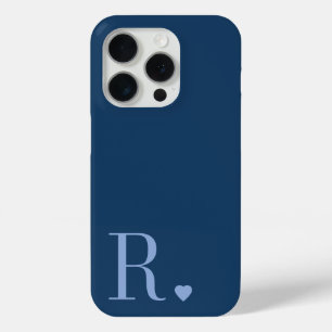 moderne stijlvolle blauwe monogram initiaal iPhone 15 pro case