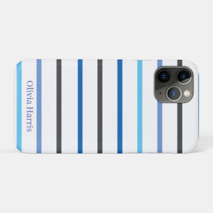 Moderne stijlvolle blauwe strepen op maat iPhone 11 pro hoesje