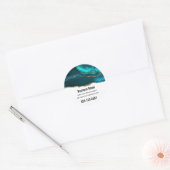 Moderne stijlvolle Blauwgroen agaat & gouden lint  Ronde Sticker (Envelop)