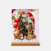 Moderne Stijlvolle Bloemen Kerstmis Familiefoto Acryl Bord (Voorkant)