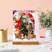 Moderne Stijlvolle Bloemen Kerstmis Familiefoto Acryl Bord (Huwelijk)