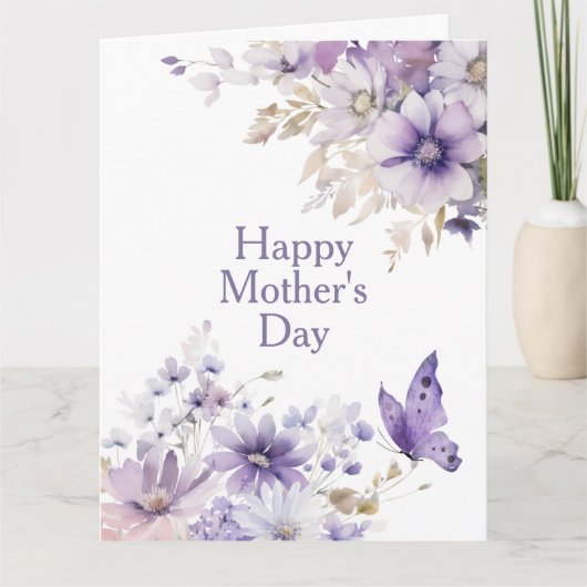 Moderne stijlvolle bloemige gelukkige Moederdagkaa Kaart (Voorkant)