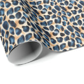 Moderne stijlvolle Blue Leopard Pattern Waterverf Cadeaupapier (Rol Hoek)