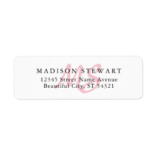 Moderne, stijlvolle Blush Pink Brush Monogram Etiket