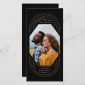 Moderne Stijlvolle Boho Gold Black Bewaar de datum Save The Date (Voorkant / Achterkant)