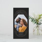 Moderne Stijlvolle Boho Gold Black Bewaar de datum Save The Date (Staand voorkant)