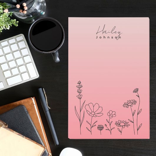 Moderne Stijlvolle Boho Wildbloemen Bloemenroze Post-it® Notes
