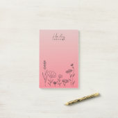 Moderne Stijlvolle Boho Wildbloemen Bloemenroze Post-it® Notes (Op bureau)