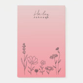 Moderne Stijlvolle Boho Wildbloemen Bloemenroze Post-it® Notes (Voorkant)