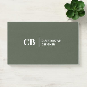 Moderne stijlvolle bosgroene monogramnotities post-it® notes