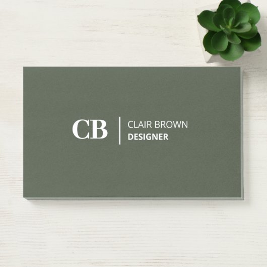 Moderne stijlvolle bosgroene monogramnotities post-it® notes (Kantoor)