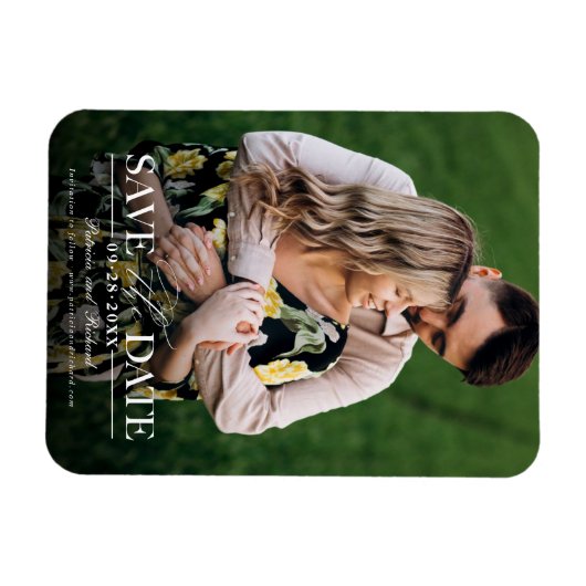 Moderne , stijlvolle bruiloft bespaart de datum fo magneet (Horizontaal)