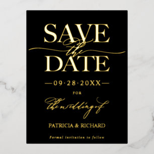 Moderne, stijlvolle bruiloft bespaart de datum waa folie feestdagen briefkaart