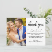 Moderne, stijlvolle bruiloft foto bedankkaart (Staand voorkant)