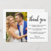 Moderne, stijlvolle bruiloft foto bedankkaart (Voorkant / Achterkant)