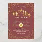 MODERNE STIJLVOLLE BRUILOFT mini confetti marsala  Folie Uitnodiging (Voorkant)