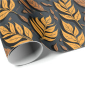 Moderne stijlvolle bruine herfstbladeren cadeaupapier (Rol Hoek)