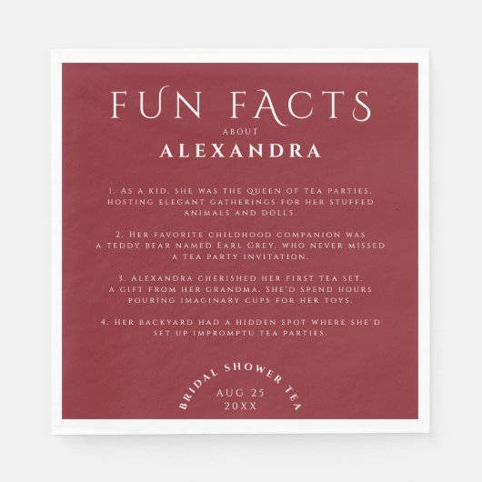 Moderne stijlvolle burgundy monochrome feiten brui servet (Voorkant)