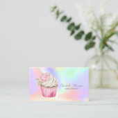 Moderne Stijlvolle Cupcake Bloem Holografisch Visitekaartje (Staand voorkant)