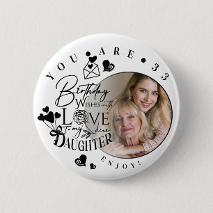 Moderne Stijlvolle Dochter Verjaardag Typografie F Ronde Button 5,7 Cm