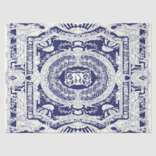 Moderne stijlvolle elegante marineblauwe barokke O Tissuepapier