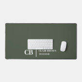 Moderne Stijlvolle Forest Green Monogram Bureaumat (Keyboard & Muis)