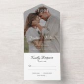Moderne Stijlvolle Foto Monogram Script Bruiloft All In One Uitnodiging (Binnen)