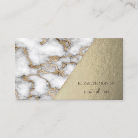 Moderne, stijlvolle gouden witte marmer, geometris visitekaartje (Voorkant)