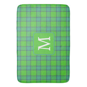 Moderne stijlvolle groene & blauwe geruite monogra badmat