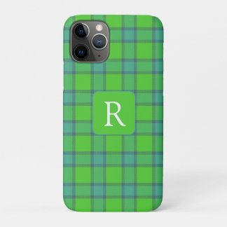 Moderne stijlvolle groene & blauwe geruite tartan  iPhone 11 pro hoesje