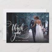 Moderne Stijlvolle Kalligrafie Script 2 Foto Bruil Bedankkaart (Voorkant)