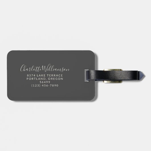 Moderne, stijlvolle kalligrafie - zwart goud bagagelabel (Achterkant horizontaal)