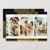 Moderne Stijlvolle Kerst Gouden Plakken Fotocollag Feestdagenkaart (Voorkant / Achterkant)
