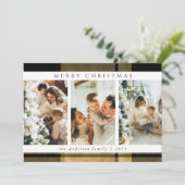 Moderne Stijlvolle Kerst Gouden Plakken Fotocollag Feestdagenkaart (Staand voorkant)