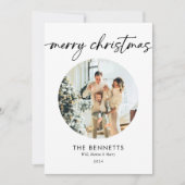 Moderne stijlvolle kerstfoto feestdagenkaart (Voorkant)