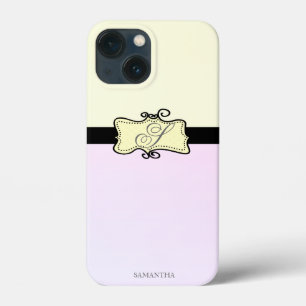 Moderne Stijlvolle Meisjesachtige Streep Geel Roze iPhone 13 Mini Hoesje