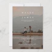 Moderne, stijlvolle minimalistische 2-fotobruiloft kaart (Voorkant)