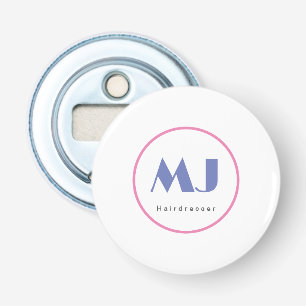 Moderne, stijlvolle monogram Blue White Hairdresse Button Flesopener