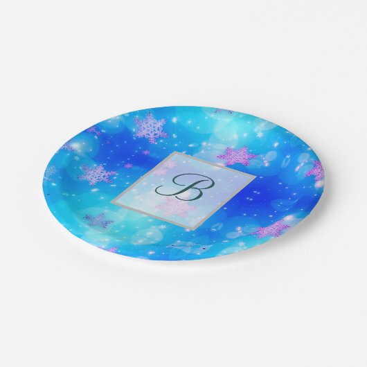Moderne stijlvolle monogram patronen | Sneeuwfeest Papieren Bordje (Gekanteld)