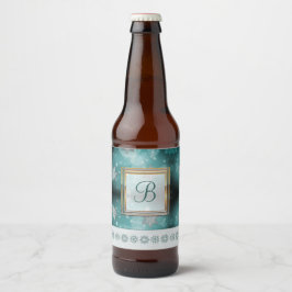 Moderne stijlvolle monogram patronen | Sneeuwparti Bier Etiket