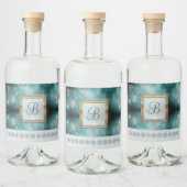 Moderne stijlvolle monogram patronen | Sneeuwparti Likeurfles Etiket (Flessen)