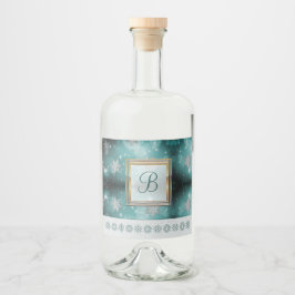 Moderne stijlvolle monogram patronen | Sneeuwparti Likeurfles Etiket